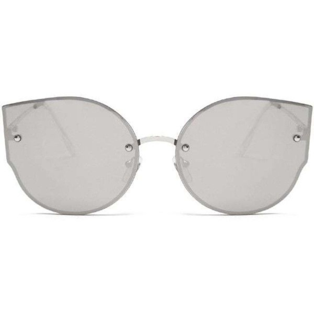 Silver Rimless Cat-Eye Sunglasses